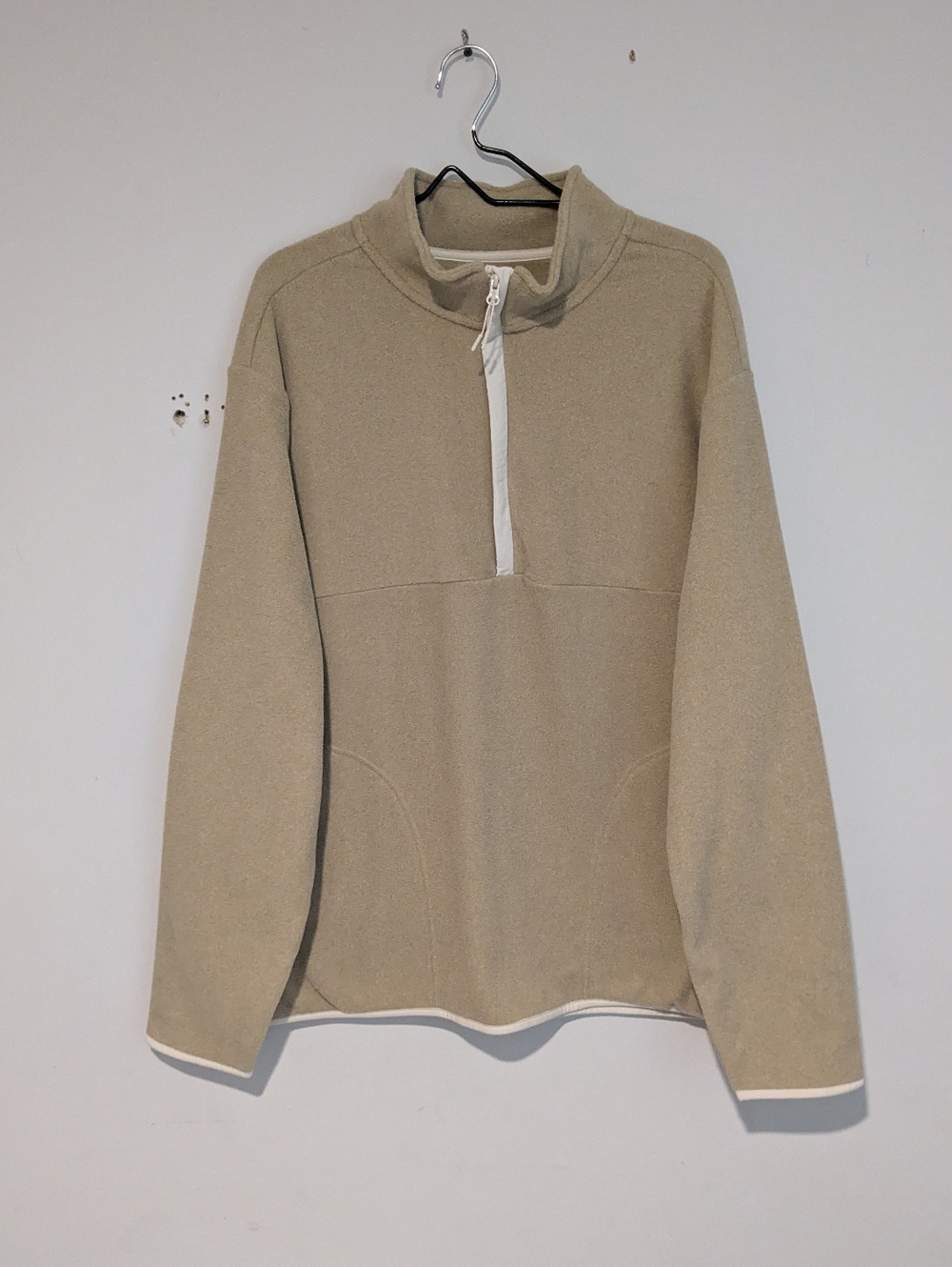 Goodfellow Womens XXL Tan & Cream Trim 1/2 Zip Polar Fleece Sweatshirt